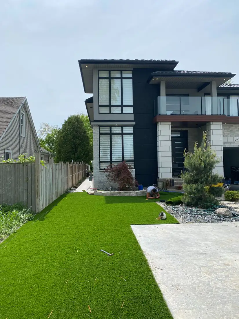 Artificial turf front yard